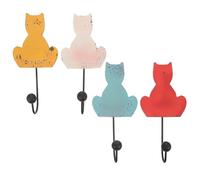 BAZEITFLOW 4 Ganci da Parete in Metallo Effetto Gatto Ganci per Asciugamani da Bagno Capacità Portante Appendiabiti Decorativi per Chiavi Borse e Ombrelli Set Multicolore Bianco Rosso