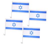 BAZEITFLOW 4 pezzi Bandiera Israeliana per Auto con Asta in Plastica Decorazione Nazionale Vivid per Finestrini Poliestere Resistente e Riutilizzabile per Esterni
