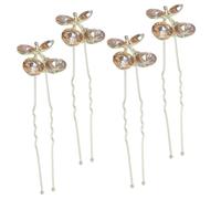 BAZEITFLOW 4 Pezzi Forcina per Capelli Donna con Finitura Color Ciliegio e Strass Accessorio Decorativo per Capelli da Sposa Comunione e Feste Design Sicuro e Comodo Adatta Ragazze e Donne
