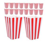 BAZEITFLOW 48 pezzi Scatole Popcorn in Carta Kraft Rosse Righe Contenitori Leggeri e Portatili per Popcorn Caramelle e Snack per Feste Cinema Party Familiari e Eventi all Aperto