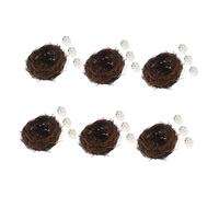 BAZEITFLOW 6set Nido Artificiale in Rattan Intrecciato a Mano con Uova Artificiali Realistiche per Decorazione Esterna e Interna di Spazi Verdi e Balconi Regalo Premuroso per Amanti