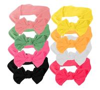 BAZEITFLOW 8 pezzi Fascia Capelli Neonata Elastiche con Nodo a Forma di Farfalla Leggere e Morbide per Bambina Accessori Colorati Rosso Giallo Verde Nero Bianco Rosa Arancione
