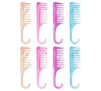 BAZEITFLOW 8pezzi Pettini Denti Larghi Pz Pettine da Barbiere con Coda Curva per Uomo Donna Pettine Districante in Plastica per Capelli Lunghi Spessi Ricci Bagnati Asciutti