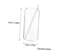 BAZEITFLOW Bicchieri in Vetro Resistenti al Calore con Cannuccia in Vetro Dritta Tazze Creative per Milk Shake Cocktail e Bevande Calde o Fredde