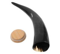 BAZEITFLOW Boccale in Corno di Bue Grande Capacità Coperchio Tazza da Bere Vichingo Vintage per Birra e Idromele Calice in Corno per Feste e Decorazioni Medievali