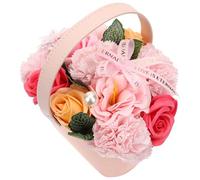 BAZEITFLOW Bouquet di Fiori di Sapone Profumati in Cestino Portatile Set Decorativo Petali per Bagno e Lavaggio Mani Regalo per Donne in Occasione di Compleanno Anniversario e Festa della