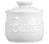 BAZEITFLOW Burriera in Ceramica Bianca con Coperchio Ermetico Contenitore Vintage per Burro e Formaggio Barattolo Tradizionale per Conservazione Prolungata in Cucina Adatto a Bancone e