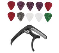 BAZEITFLOW Capo Chitarra e Plettro per Ukulele e Chitarra Acustica ed Elettrica Accessori Musicali con Meccanismo Rilascio Rapido Compatibile con Mandolino e Banjo Design Compatto e