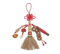 BAZEITFLOW Ciondolo a Forma di Scopa Nodo Rosso per Culla Ragazzo Ragazza, Amuleto Feng Shui Moneta Portafortuna, Decorazione Pendente da Appendere per Camera e Miglioramento del Sonno