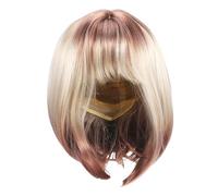 BAZEITFLOW Corta Liscia da Donna Sintetica Naturale Bob con Riga Centrale Leggera e Comoda per Feste Cosplay e Quotidiano Color Marrone Sfumato e Platino