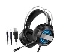 BAZEITFLOW Cuffie Gaming USB con Microfono Stereo Auricolari Sovraurali con Audio Surround Virtuale Design Leggero e Traspirante per Computer e Videogiochi