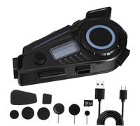 BAZEITFLOW Cuffie per Casco Moto con Microfono Integrato Memoria Speaker Impermeabili Cancellazione Rumore LED Visibilità Notturna Headset Wireless per Chiamate e Musica in Movimento