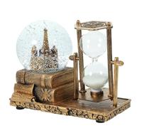 BAZEITFLOW Decorazione Vintage in Resina a Forma di Timer con Globo di Cristallo Musicale Base Stabile e Dimensioni Compatte Ornamento Artistico per Scrivania e Soggiorno