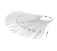 BAZEITFLOW Espositore Unghie Finte a Ventaglio 50 Pezzi in Plastica Trasparente, Tavolozza per Nail Art e Pratica Smalto, Consigli per Esercitarsi le Unghie per Principianti e Professionisti