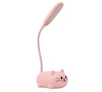 BAZEITFLOW Lampada Da Scrivania a Forma Di Gatto Rosa Lampada Kawaii Led Per Cameretta Ragazze Compatta Regolabile 360° Ricarica Usb Luce Da Notte e Lettura Per Bambini
