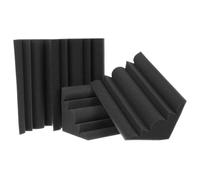 BAZEITFLOW Pannelli Fonoassorbenti Angolari in Schiuma 4 Pezzi 12x12x24 Cm Neri ad Alta Densità per Isolamento Acustico Pareti Soffitti Home Theater Studio Podcast