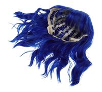 BAZEITFLOW Parrucca Blu Corta per Donne Caschetto Riccio Sintetico Parrucca Frangia per Cosplay e Feste Capelli Finti Morbidi e Duraturi