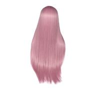 BAZEITFLOW Parrucca Donna Lunga Rosa Naturale Effetto Capelli Veri Liscia e Folta con Riga Centrale Accessorio per Feste Cosplay e Uso Quotidiano