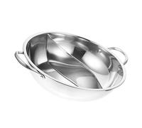 BAZEITFLOW Pentola Hot Pot in Acciaio con Divisore Sapore per Cucina Famiglia Manici Resistenti e Superficie Lucida Facile da Pulire
