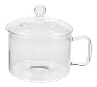 BAZEITFLOW Pentola in Vetro Borosilicato per Fuoco Aperto Coperchio, Manico Ergonomico e Capacità Media da 15 Cm, Ciotola Multifunzione per Noodles Istantanei, Stufati e Riscaldamento Sano