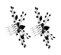 BAZEITFLOW Pettini per Chioma da Sposa Decorati 2 Pezzi Cristalli Neri Accessori per Chioma da Sposa Leggeri e Resistenti per Cerimonie Nuziali Decorazioni per Feste Nuziali e Addio al