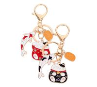 BAZEITFLOW Portachiavi Maneki Neko e Pesce Koi in Lega, Porta Fortuna e Accessorio Multifunzionale per Chiavi Auto e Borsa, Design Giapponese da 2 Pezzi, Regalo a Tema Feng Shui per Casa e Ufficio