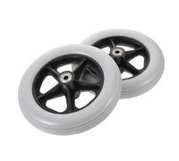 BAZEITFLOW Ruote di Ricambio per Sedia a Rotelle 8 Pollici Antigomma in Poliuretano Resistente, Kit 2 Pezzi Montaggio per Supporto e Manovra Agevole 360°, Accessori per Ausili alla