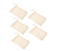 BAZEITFLOW Sacchetto per Detergente in Materiale di Sisal con Coulisse Set da 5 Pezzi, Maglia Schiumogena Naturale per Bagno e Doccia, Borsa Piccola Esfoliante per Viso e Corpo, per Viaggi