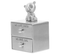 BAZEITFLOW Scatola Porta Denti da Latte in Metallo Cassetto Doppio Strato, Contenitore per Conservare Dentini e Chioma Fetali, Organizer Regalo Ricordo Infantile