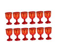BAZEITFLOW Set 12 Calici da Vino Tradizionali Cinesi Rosso 40ml in Plastica per Matrimonio, Piccole Tazze da Liquore per Feste Nuziali Caratteri Tradizionali e Design Creativo