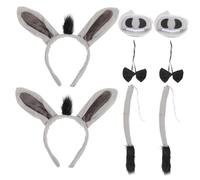 BAZEITFLOW Set 2 Pezzi Accessori Costume Asino Fascia Chioma, Naso e Coda, Skin-friendly, per Feste in Maschera e Halloween