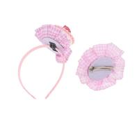 BAZEITFLOW Set 2 Pezzi Fermagli per Chioma da Compleanno Bambine Cerchietto a Forma di Torta di Ciliegie Rosa, Accessori Decorativi per Festa, Cosplay e Festival