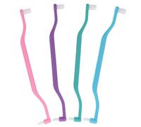 BAZEITFLOW Spazzolini Interdentali a Doppia Testina per Pulizia Denti e Setole Piccole 4 Pezzi in Plastico Manico Curvo e Accesso Migliorato alle Zone Difficili, Regalo per Festa o Prima