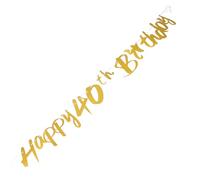 BAZEITFLOW Striscione per 40° Compleanno Dorato da Appendere Decorazioni per Festa Anniversario Cartello per 40 Anni per Donna e Uomo Accessori per Festa Compleanno 40 Anni