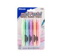 BAZIC Mini evidenziatore penna pastello punta a scalpello evidenziatore a tratto sottile e largo non profumato (5/confezione) 1 confezione