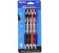 Bazic Spencer Asst. Penna retrattile colorata con impugnatura a cuscinetto (confezione da 4)