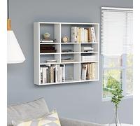 Baziroo Mensola da parete bianca lucida per libri, libreria, con 10 scomparti aperti, per la parete, per il soggiorno, da parete, 90 x 16 x 78 cm