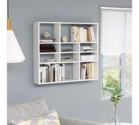 Baziroo Mensola sospesa da parete bianca per libri, libreria, con 10 scomparti aperti, per la parete, per il soggiorno, da parete, 90 x 16 x 78 cm