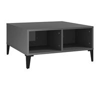 Baziroo Tavolino da caffè in legno, tavolino d'accento, tavolino da salotto, tavolino piccolo, adatto per interni ed esterni, design moderno ed elegante, grigio lucido, 60 x 60 x 30 cm