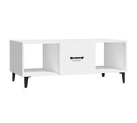 Baziroo Tavolino da caffè in legno, tavolino d'accento, tavolino da salotto, tavolino piccolo adatto per interni ed esterni, design moderno ed elegante, bianco, 102 x 50 x 40 cm