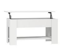 Baziroo Tavolino da salotto in legno, tavolino regolabile in altezza, tavolino da salotto, tavolino piccolo, adatto per interni ed esterni, design moderno ed elegante, bianco, 101 x 49 x 52 cm