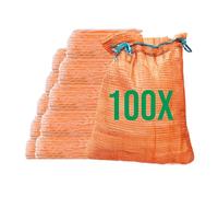 Bazko 100 sacchi Raschel, 42 x 60 cm, 15 kg, colore arancione, a rete con cordino, per patate, cipolle, per legna da ardere