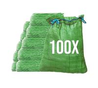 Bazko 100 sacchi Raschel, 42 x 60 cm, 15 kg, colore verde, sacchi a rete con cordino, sacchi a rete per patate, cipolle, sacchi a rete, legna da ardere