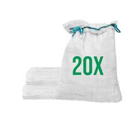 Bazko 20 sacchi a rete Raschel, 35 x 50 cm, 5 kg, colore bianco, sacchi a rete con cordino, per patate, cipolle, per legna da ardere