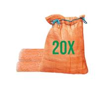 Bazko 20 sacchi a rete Raschel, 50 x 80 cm, 30 kg, colore arancione, con cordino, per patate, cipolle, per legna da ardere