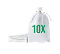 Bazko Sacchi di sabbia per inondazioni, da riempire, 10 pezzi, in tessuto PP, 50 x 80 cm, colore: bianco, sacco da giardino con filo per una chiusura comoda e sicura, antistrappo