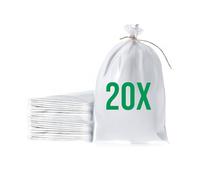 Bazko Sacchi di sabbia per inondazioni, da riempire, 20 pezzi, in tessuto PP, 40 x 60 cm, colore: bianco, sacco da giardino con filo per una chiusura comoda e sicura, antistrappo