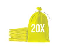 Bazko Sacchi di sabbia per inondazioni, da riempire, 20 pezzi, in tessuto PP, 50 x 80 cm, colore giallo, con filo per una chiusura comoda e sicura, antistrappo