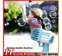 Bazooka Bubble Machine 32 Fori Gatling Elettrico Bolle di Sapone Giocattoli (Blu