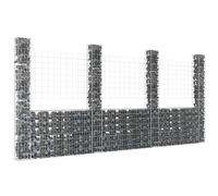 BAZZI Gabbioni Metallici per Pietre Gabbione in Rete Metallici Gabbione a U con 4 Pali in Ferro 380x20x200 cm